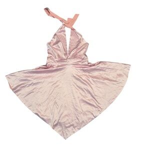 LuFeng Women's Sexy Sleeveless Halter Deep V Neck Backless Pink Large NWT